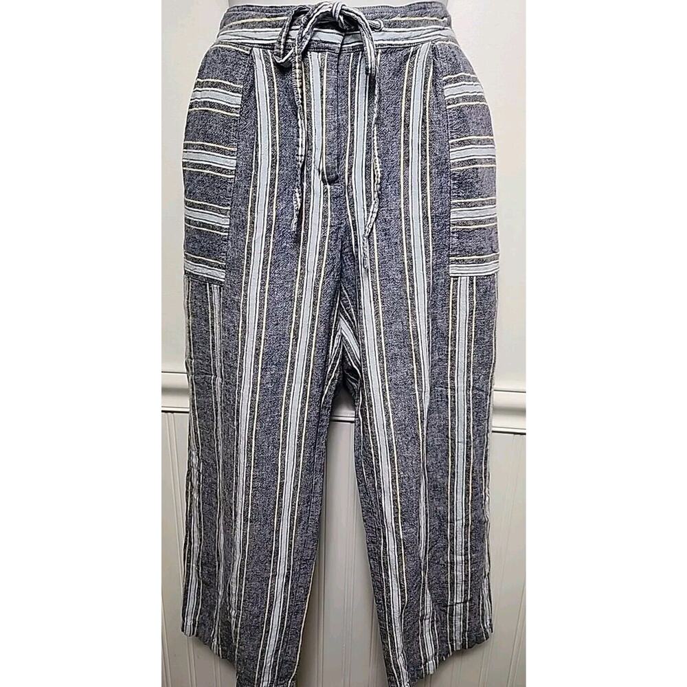 Laundry By Shelli Segal Navy and White Striped Cropped Pants